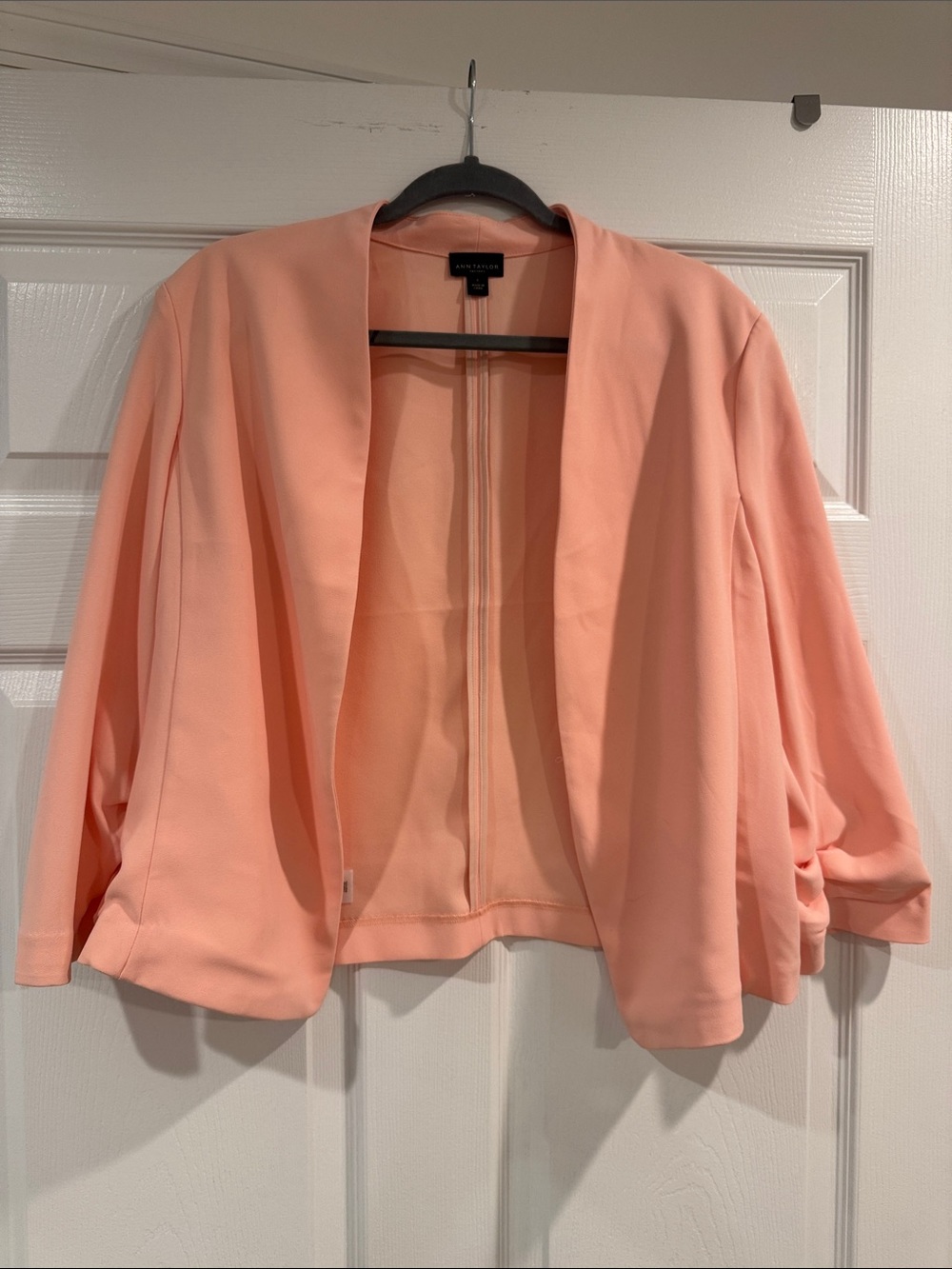 Ann Taylor Peach Cropped Open-Front Blazer